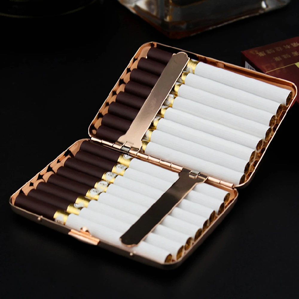 IMCO-Metal Brass Cigarette Case for Men and Women Golden Color 16 Thick Cigarette Box Genuine Gift