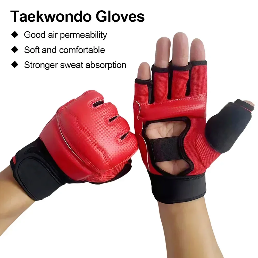 Half Finger Boxing Gloves PU Leather MMA Fighting Kick Boxing Gloves Karate Muay Thai Training Workout Gloves Kids Men