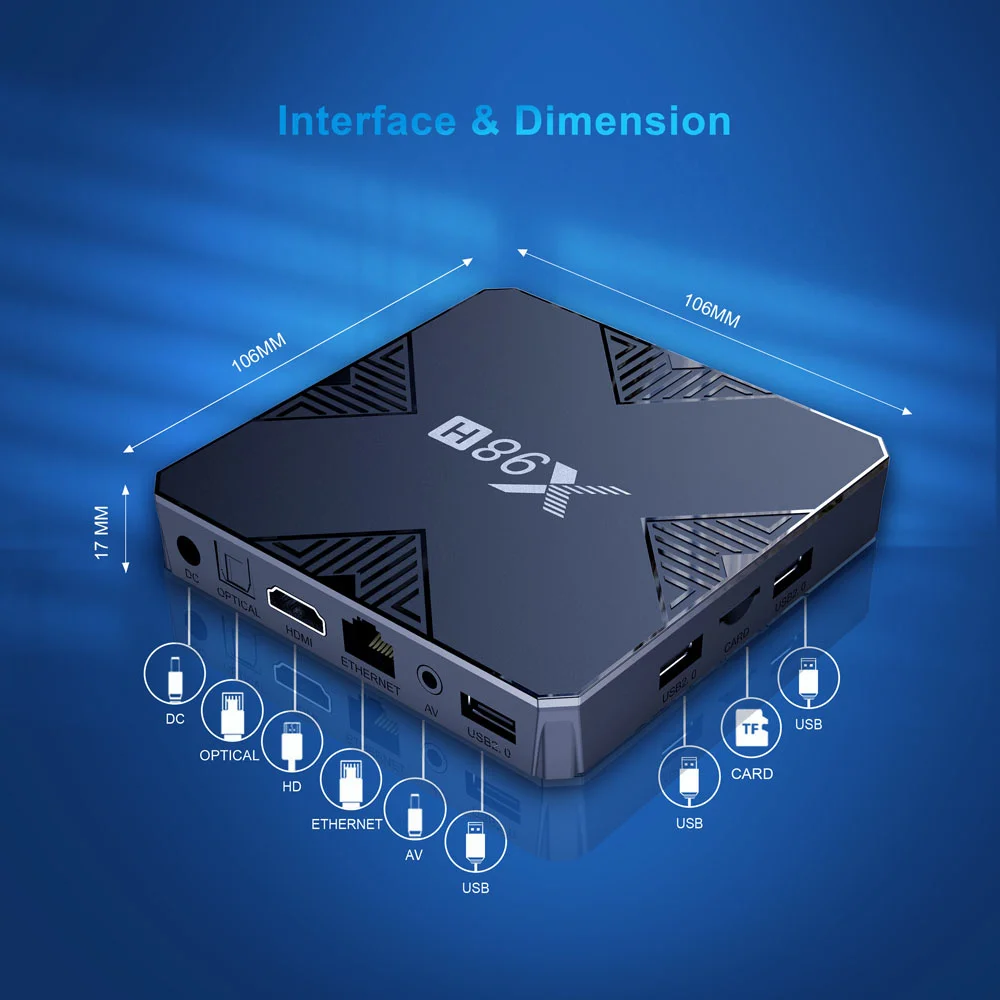 Android 12.0 X98H TV Box Allwinner H618 Quad core Smart TV Box 4k 6K 2.4G/5G Wifi6 HDR Media Player Set Top Box — zdjęcie produktu 5