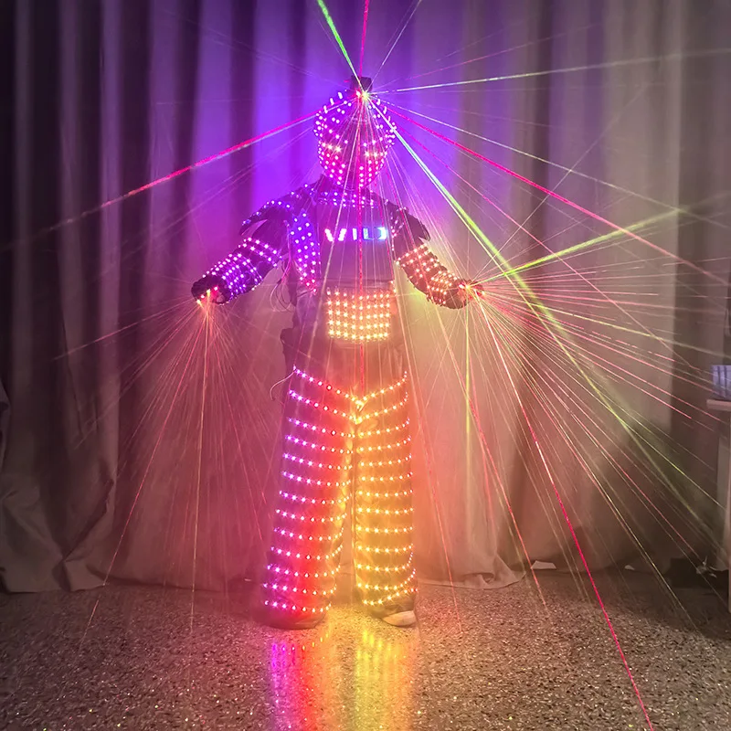 LED Robot Costume Adult Men Warrior Cosplay Anime Helmet Armor Light up Festival Party Show Stage Performance Wear 2026 New