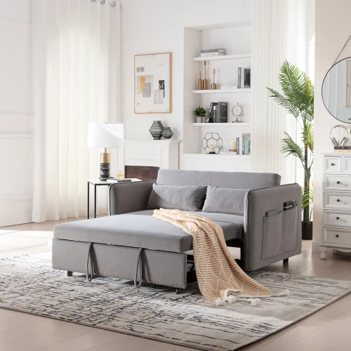 أريكة سرير فوتون قابلة للتحويل 5 في 1 مع مسند ظهر وجيب جانبي لغرفة المعيشة وغرفة المعيشة #4