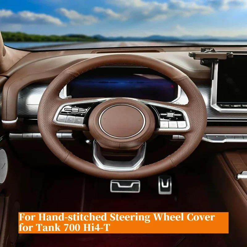 For Hand-stitched Steering Wheel Cover for Tank 700, Ultra-thin & Breathable, Four-season Universal Interior Accessory