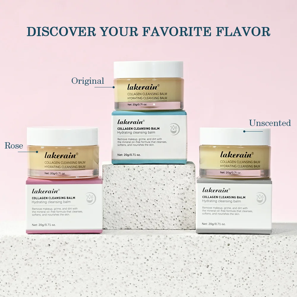 Bálsamo de limpeza de colágeno com sabor de rosa, creme nutritivo, removedor de maquiagem, hidratante suave, não irritante, bálsamo de limpeza não gorduroso