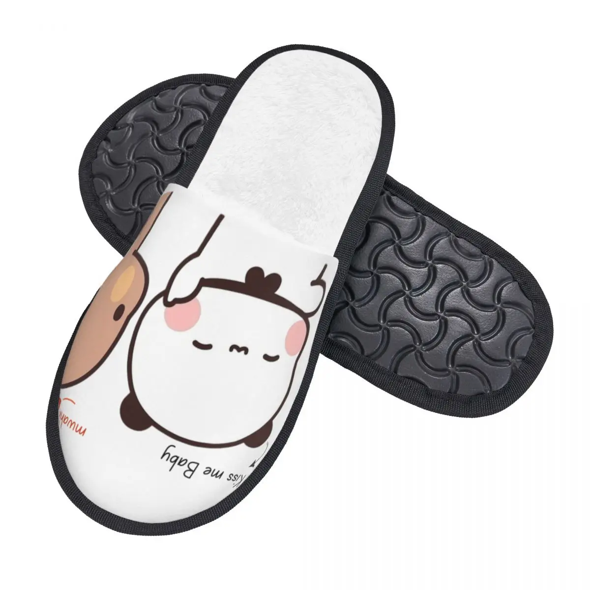 قبلني الطفل مواه بوبو دودو الباندا وبراوني الدب زوجين دافئ جرجر مع رغوة الذاكرة النعال النساء غرفة نوم أحذية منزلية #2