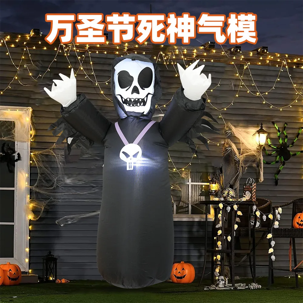 

Halloween Skeleton Inflatable with LED Light Funny Cartoon Air Blow Up Decoration for Yard Party