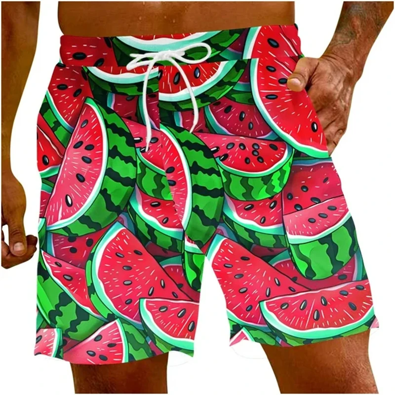 Summer Fruits 3D Print Short Pants For Men Clothes Funny Casual Beach Shorts Watermelon Banana Pineapple Quick Drying Men Trunks
