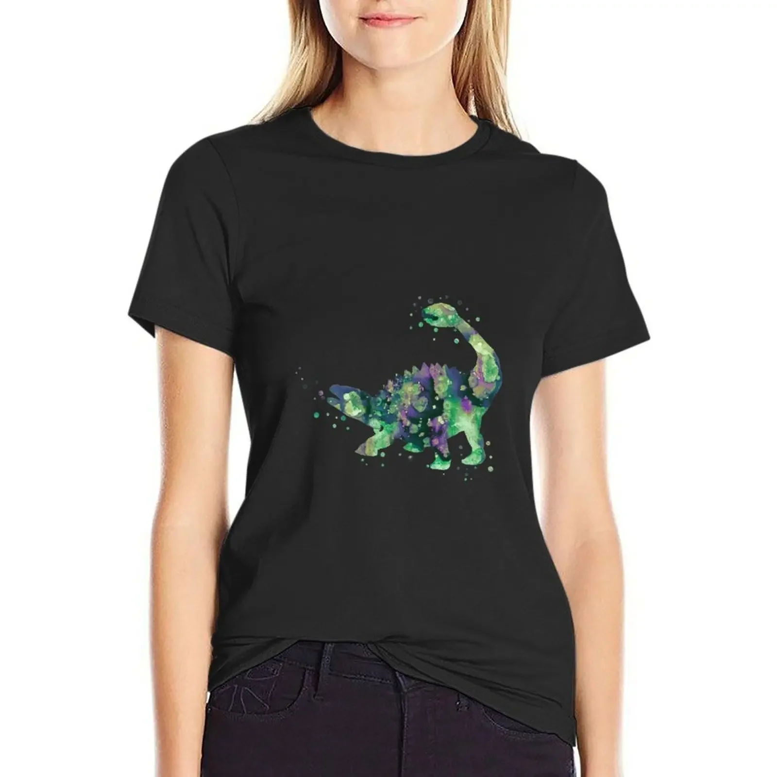 

Ankylosaurus, watercolor Ankylosaurus, dinosaur T-Shirt plus size tops lady clothes summer top designer clothes Women luxury