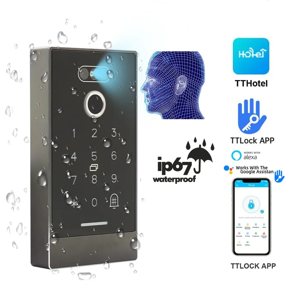 Ip67 Waterdichte Toegangscontrole Ttlock App Controle Gezichtsherkenning Apparaat-Met Vingerafdruklezer Voor Deurslot