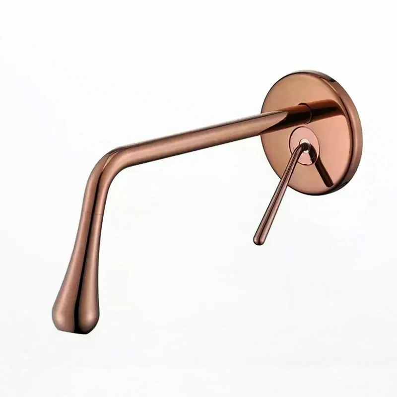 

Bathroom Basin Faucet Rose Gold Wall Mounted Sink Mixer Tap Hot Cold Lavatory Crane Tap in-Wall Water Drop Faucet Brushed Gold