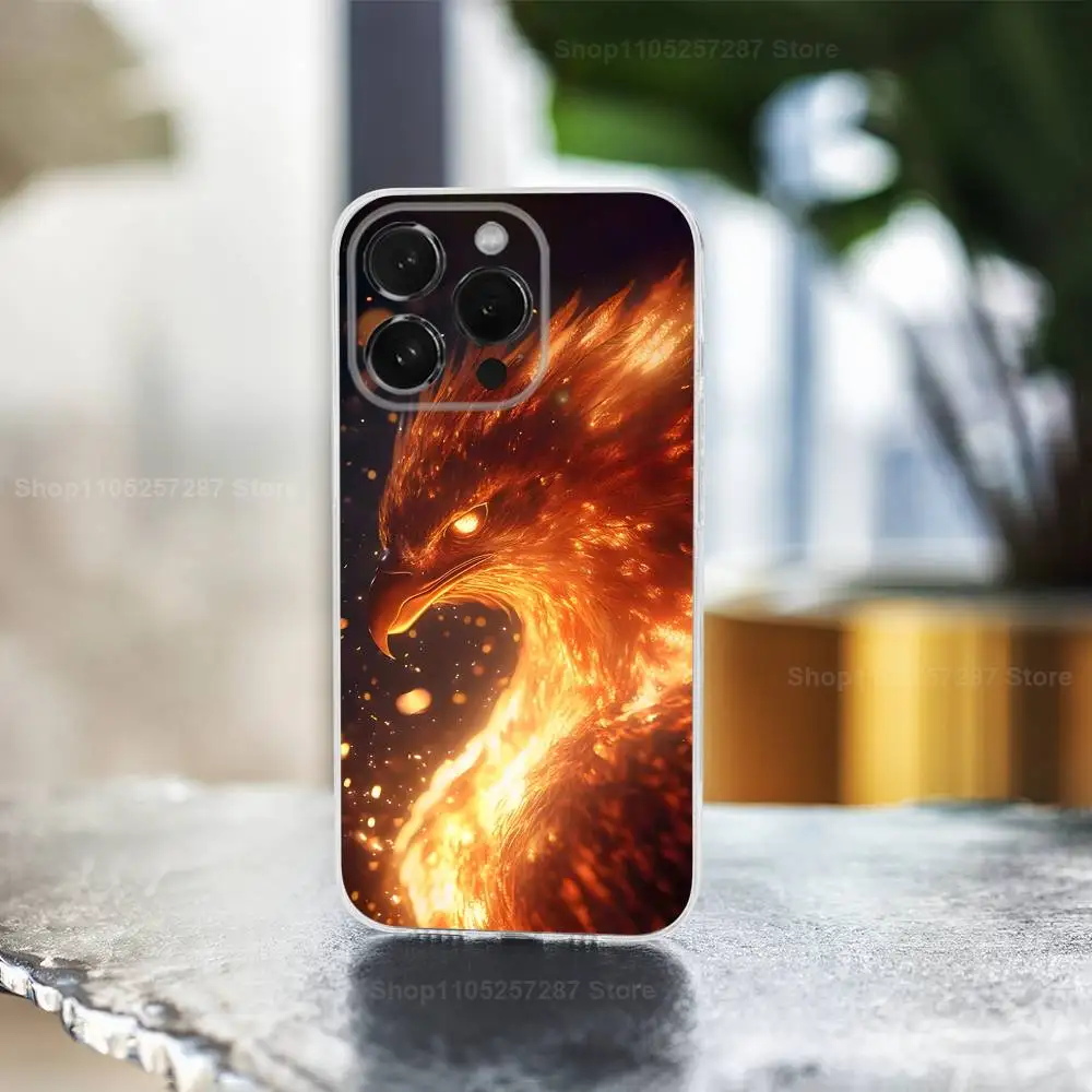 Coque de téléphone Myth Art Cool Phoenix, pour iPhone Max,Plus,11,14,13,XR,SE,12,15,Pro,17,16,X,XS,Mini, coque souple transparente
