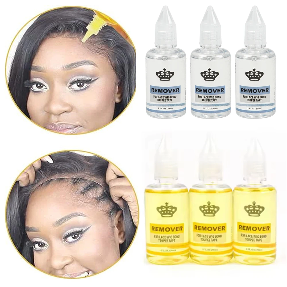 30ml X 3 팩 레이스 프론트 가발 테이프 접착제 제모 용제 잔류물 제거용 - 가발 관리 액세서리