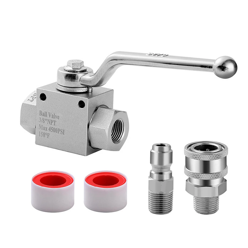 1pc High Pressure Ball Valve Pressure Washer Shutoff Valve Hose 3/8'' 1/4