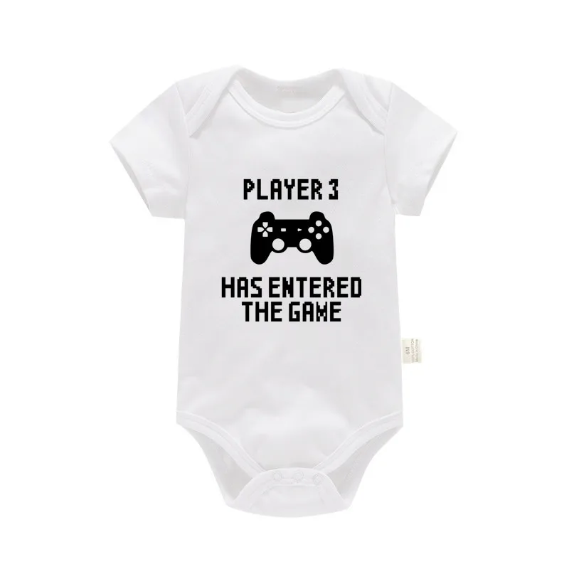 Cute Player 1 2 3 4 Has Entered the Game Baby Bodysuit 100% Cotton Newborn Boys Girls Clothes Summer Short Sleeve Jumpsuit