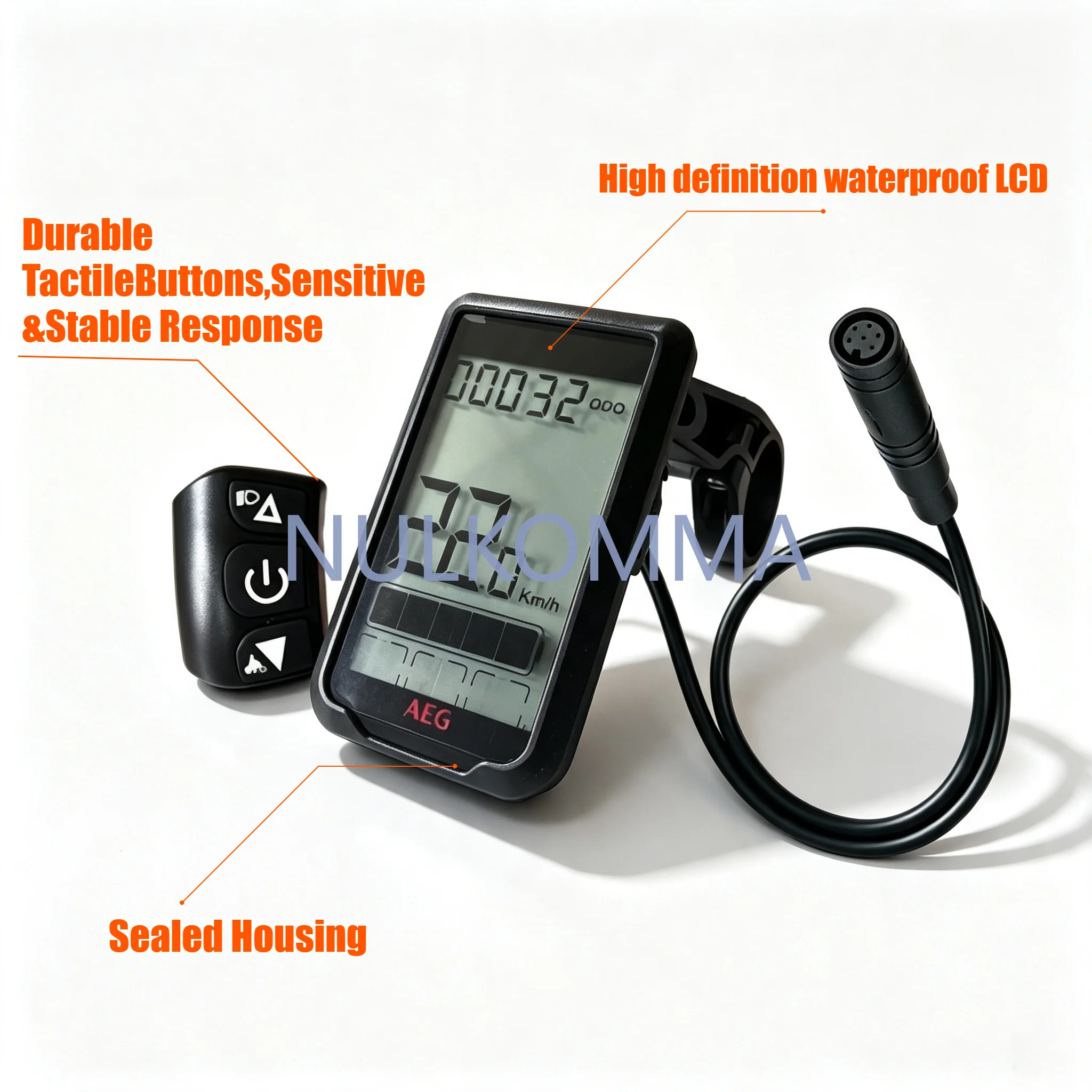 NULKOMMA AEG E-Bike LCD Display Electric Bicycle 6Pin Waterproof Connector Ebike Speed Meter DP C210.U 1.0