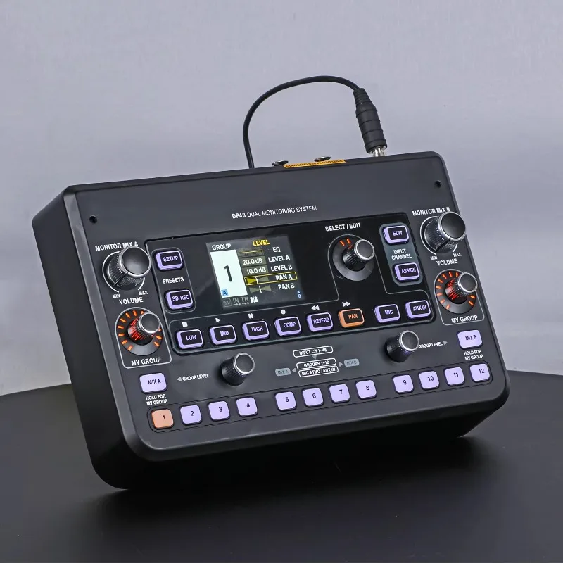 DP48 Professional Mini Audio Mixer Console Stereo Sound Equipment with SD Card Recorder Digital Music Console of Metal Style