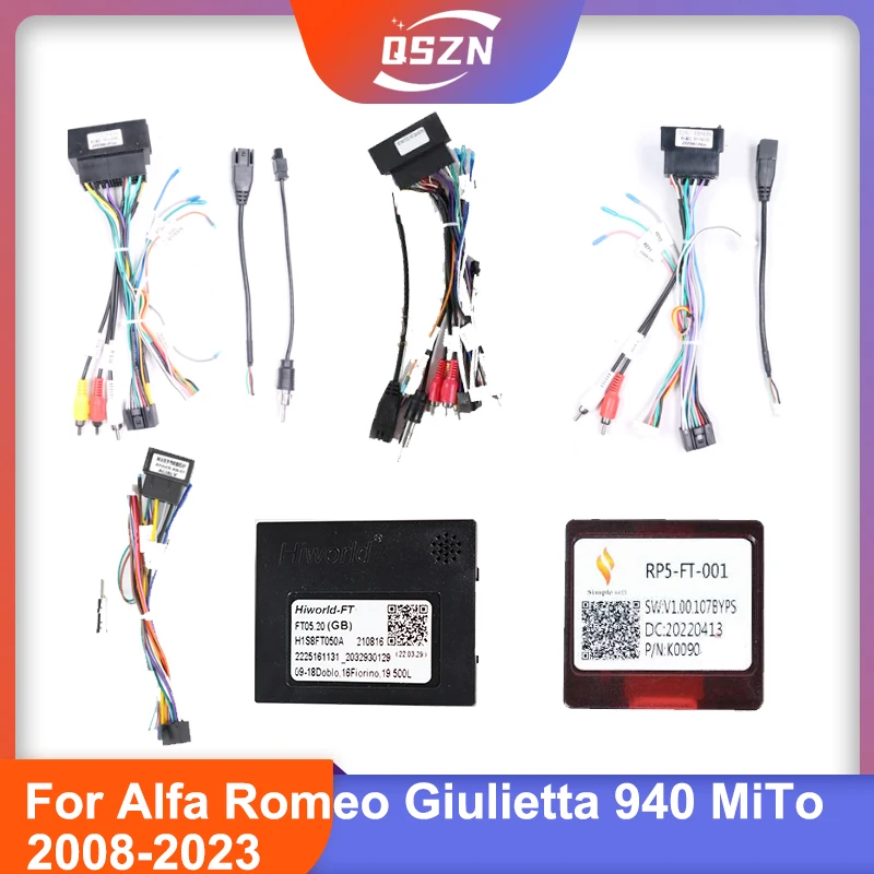 QSZN Canbus Box Decoder For Alfa Romeo Giulietta 940 MiTo 2008 - 2023 16 Pin Power Harness Wiring Cable 2 Din GPS Car Radio