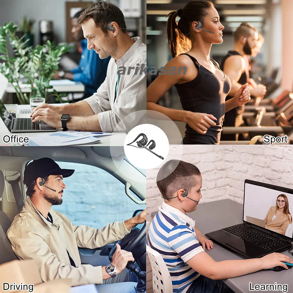 Open-Ear-Kopfhörer mit Mikrofon, Bluetooth-Headset mit KI-Geräuschunterdrückungsmikrofon, Bluetooth 5.4 Air Conduction-Kopfhörer – Detail 11