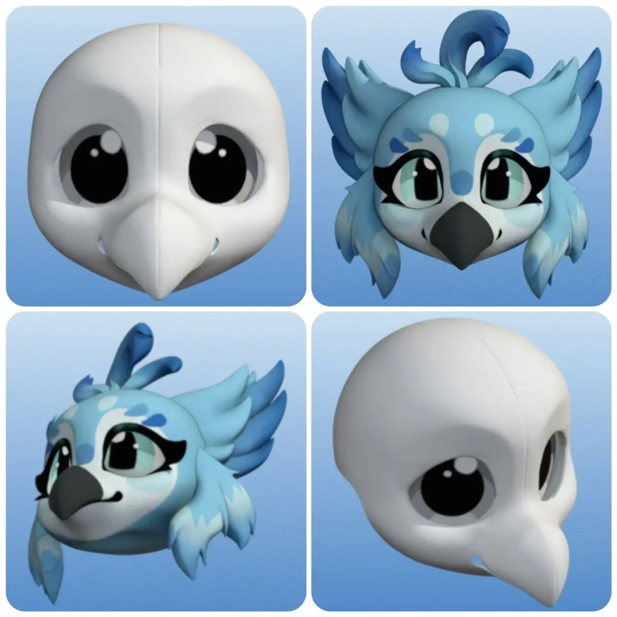 Kemono Base Mask Movable Jaw Small Bired 3D Printing Semi Realistic Beast Suit Cosplay Costume Accessorie