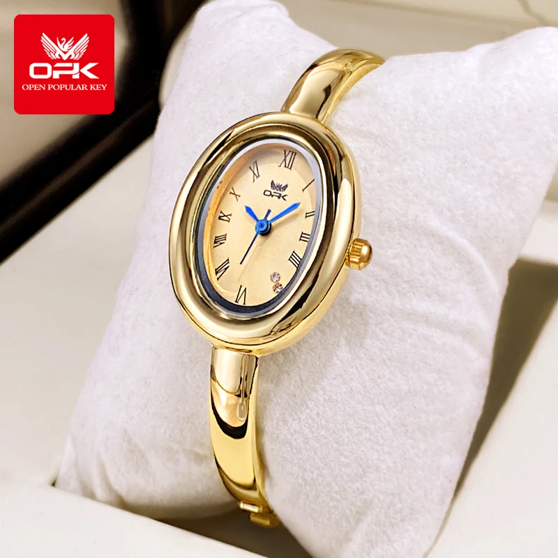 

OPK 6074 Lady Original Quartz Movement Watch Fashionably Oval Dial Adjustable Strap Alloy Bracelet Elegance 30m Waterproof Watch