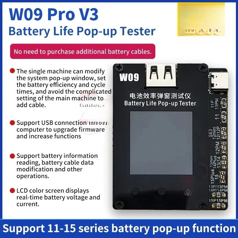 OSS W09 Pro RELIFE XA2 Pro Battery Programmer for iphone 11 12 13mini 14 15Pro Max Battery Health Changed to 100% Pop-up Repair