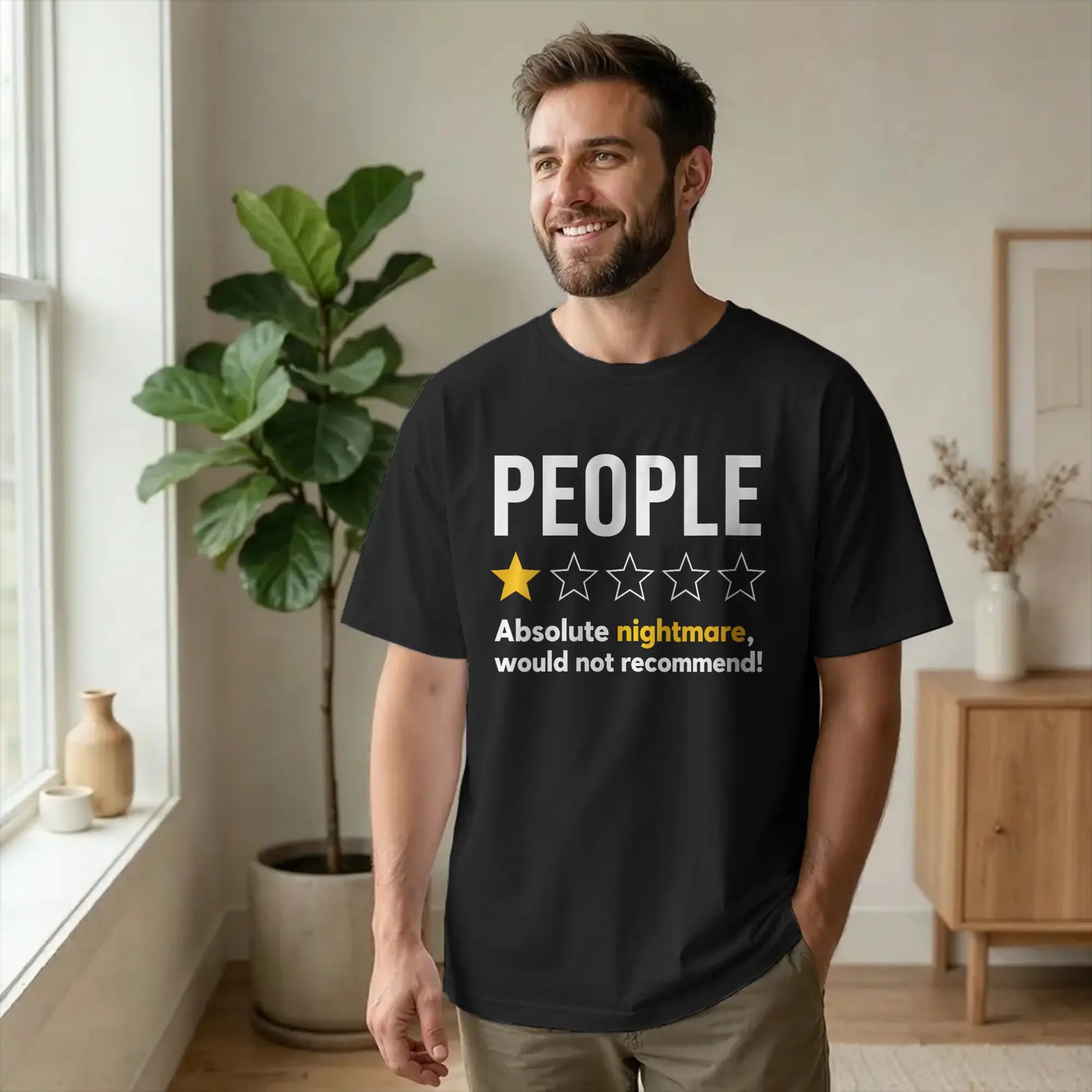 Men Funny People One Star Rating T Shirts Absolute Nightmare merchandise Cool Short Sleeve Round Collar Tees Classic T-Shirts