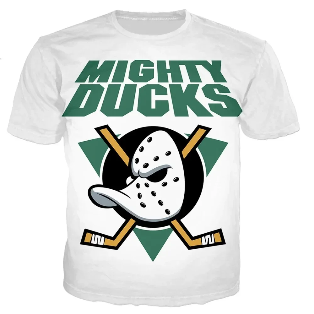 Summer New 3D Men TShirt Mighty Ducks Hockey Mask Print Top Cool Streetwear Sports Short-Sleeved Oversized Men\'s Causal Clothing