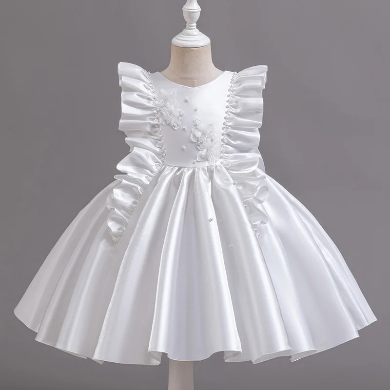 Girls Backless Bow Dress Kids Princess Wedding Gown Children Fashion Bowknot Dresses Toddler Floral Birthday Party Clothing 1-6Y