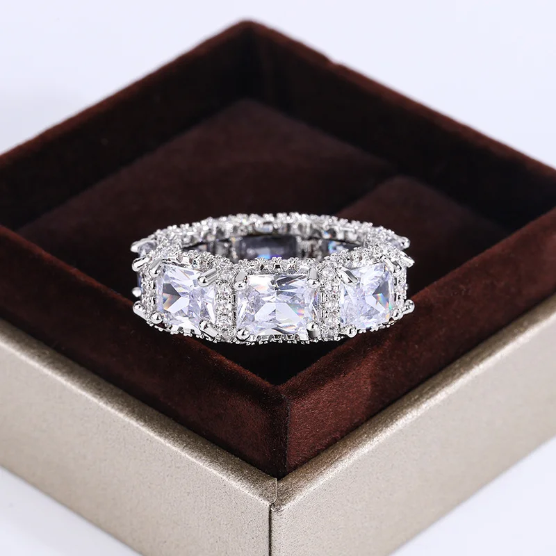 

Классическое посеребренное геометрическое кольцо 925 пробы с высококачественным цирконием для женских вечеринок и свадебных украшений, подарок