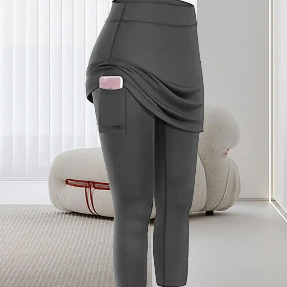 Fake 2-piece Workout Leggings Yoga Leggings Women Fake Skirt Pants Workout Leggings Fashion Casual Running Fitness Pants Skirt