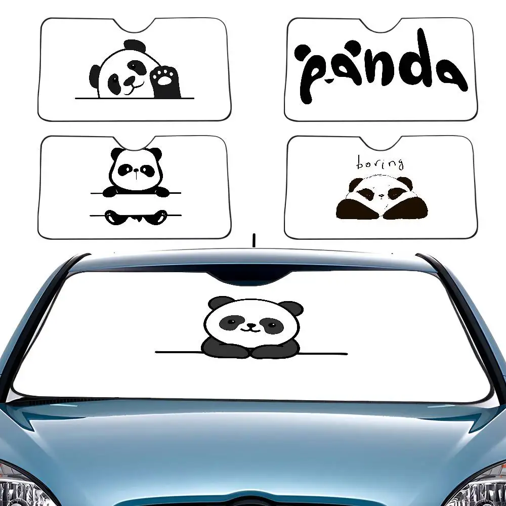 Niedliches Panda-Muster, Auto-Sonnenschutz, Windschutzscheibe, Frontscheibe, 70 x 130 cm, Sonnenblende, Sonnenschutz, kariert, Geschenk, Neuheit, Auto