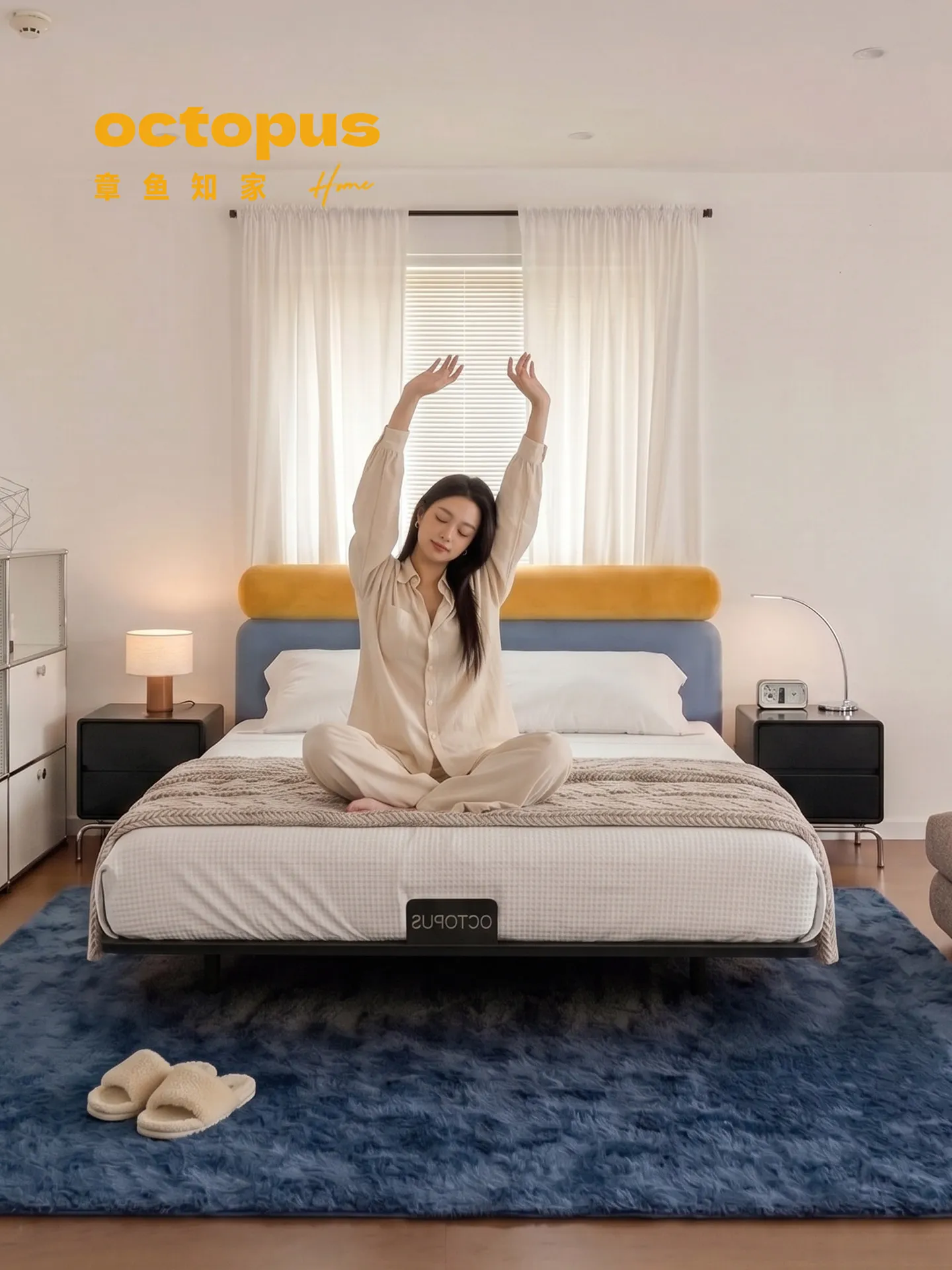 CX dopamine bedroom space saving fabric bed flush edge carbon steel bed