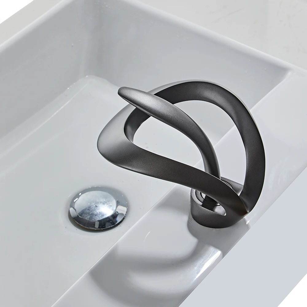 Bathroom White/Gray/Black Aluminum Alloy Basin Sink Tall Faucet Single Handle Water Mixer Bath Tap High And Short Style