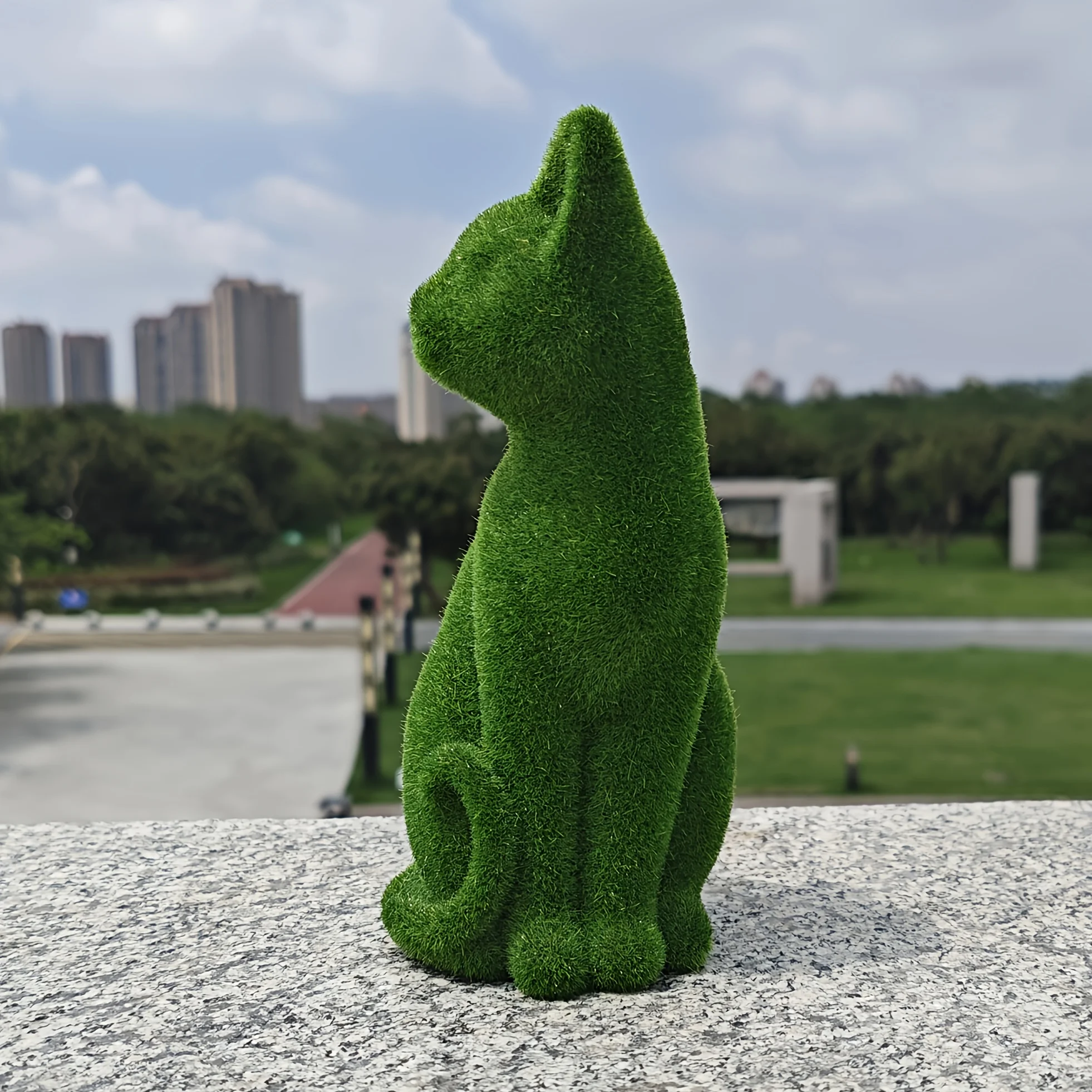 Flocked Cat Resin Decorations for Garden Courtyard Balcony Landscape Decoration Cute Animal Ornaments Gifts for Cat Lovers