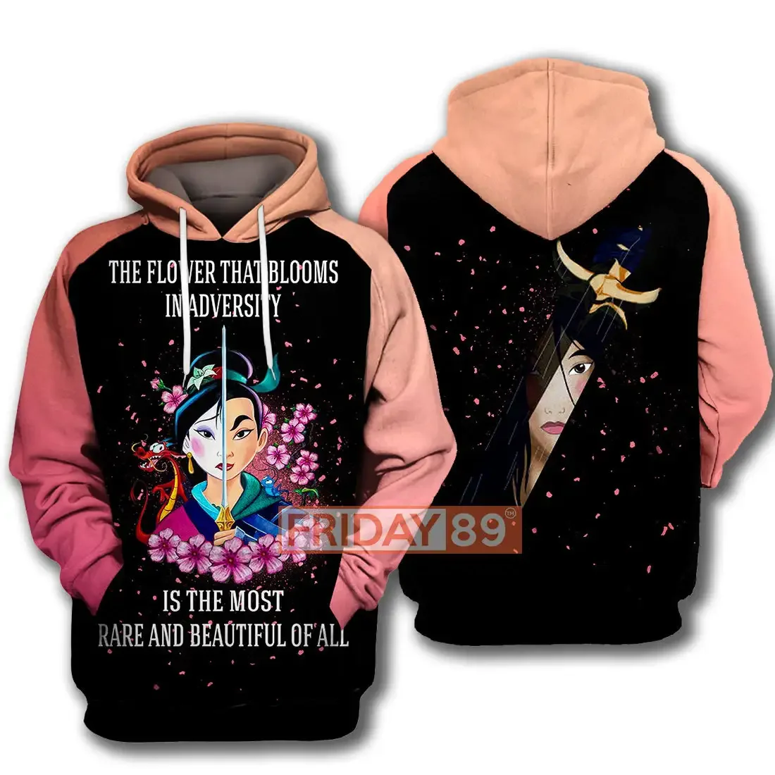 2024 Disney Princess Mulan bluza z kapturem 3d męska damska bluza z kapturem 3d Harajuku Streetwear kreskówka bluza z kapturem na zamek