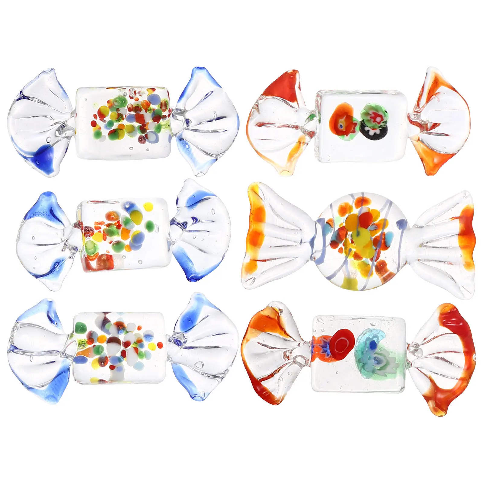 

6Pcs Glass Candy Ornament Japanese Style Realistic Candy Adornment Home Decoration Flower Shop Restaurant Decor