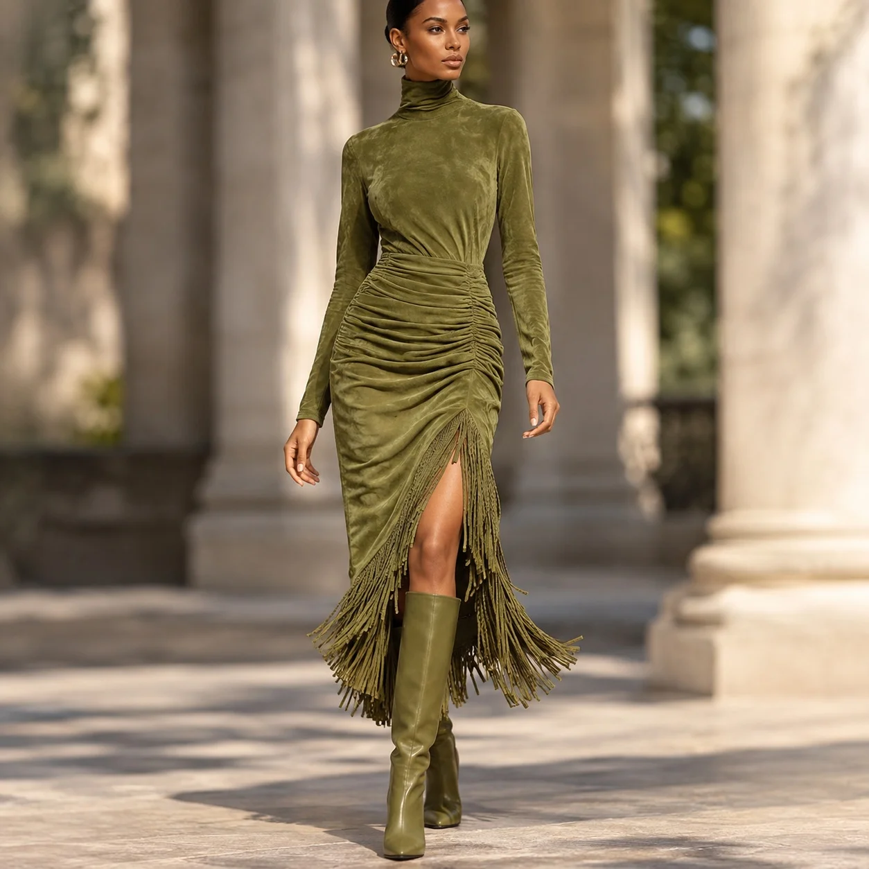 Slim Fit No Buttons Dress Bodycon Artistic Retro with Mid Length Mid Waist a Line Silhouette Elegant Party Dress for Women