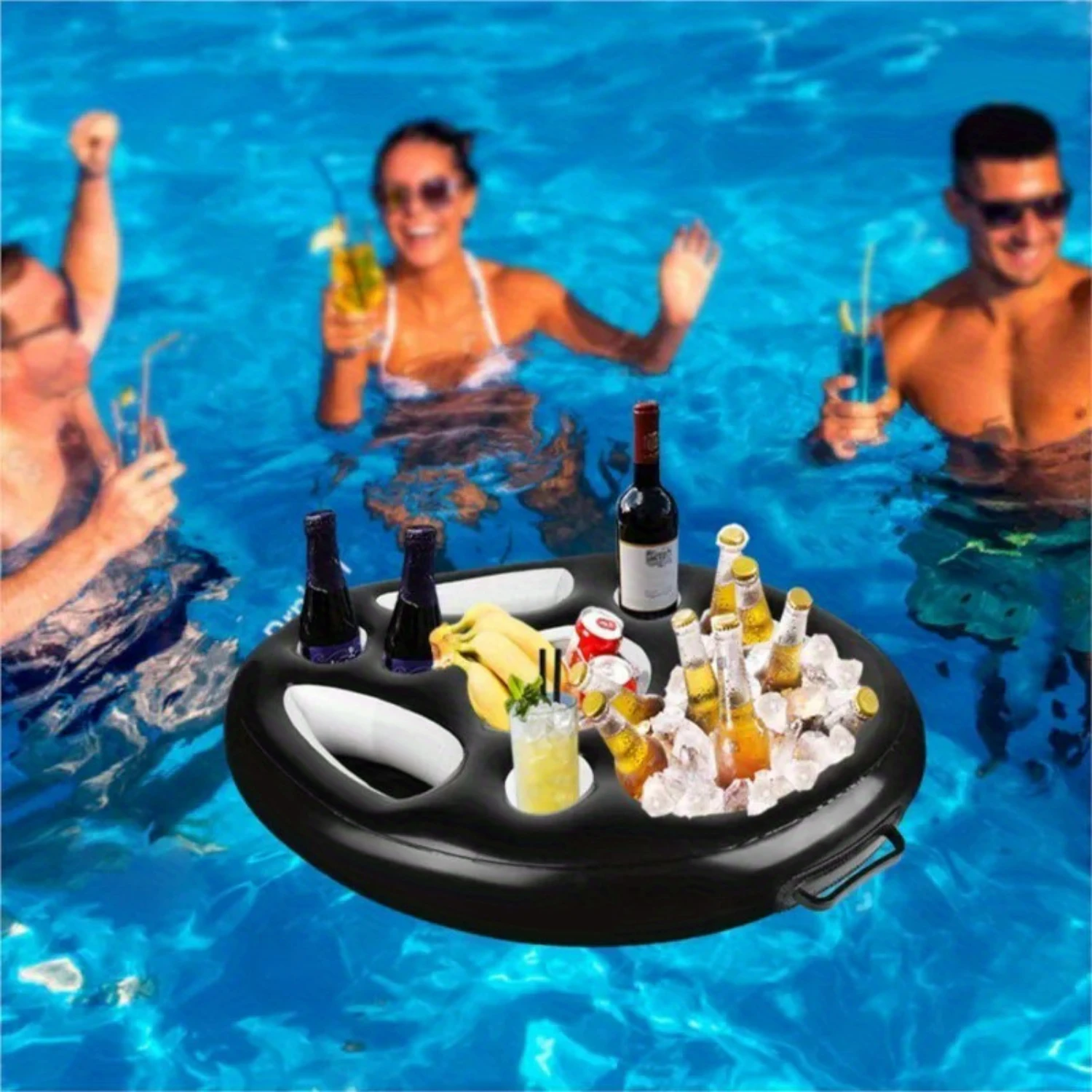 

Inflatable Pool Float Drink Holder - PVC Floating Beverage Salad Fruit Serving Tray for Swimming Pool Beach Parties, Family Gat