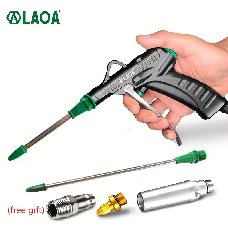 Laoa-aluminum Alloy Pneumatic Blow Gun Ventilador de Poeira o Ferramenta de Limpeza do Bocal Compressor Suprimentos de Limpeza Portáteis de Alta Pressã