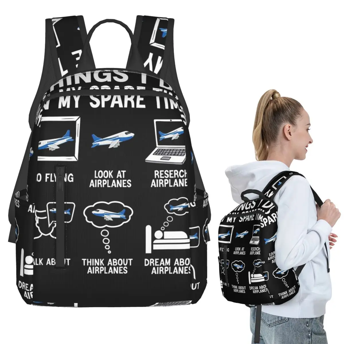 Born To Fly Captain Stripes Flight Pilot Aviation Aviator Airplane 5 Backpack Student BookBag Boys Girls School Bag