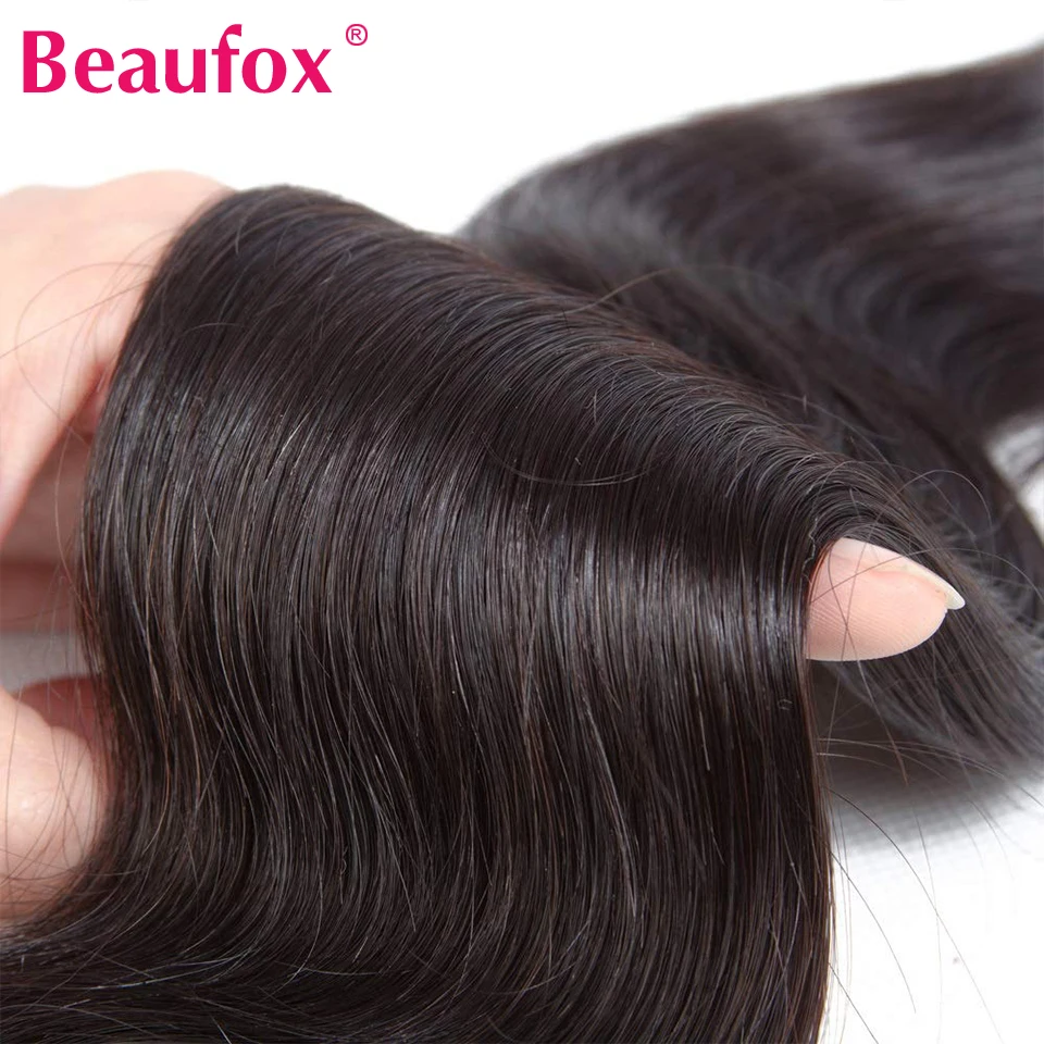 Beaufox-Body Wave Pacotes de cabelo humano, extensões de cabelo Remy, Cabelo brasileiro Weave Pacotes, Natural, Jet Black Color, 32 em