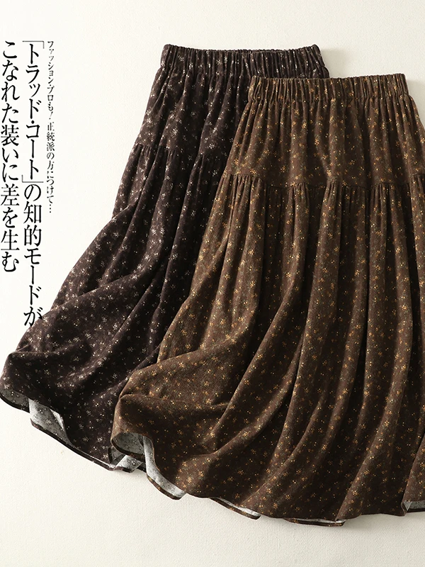 

Ретро-юбка А-силуэта с цветочным узором и флокированием для женщин, с завышенной талией, утягивающая, весна 2026, дизайнерская новинка, средней длины