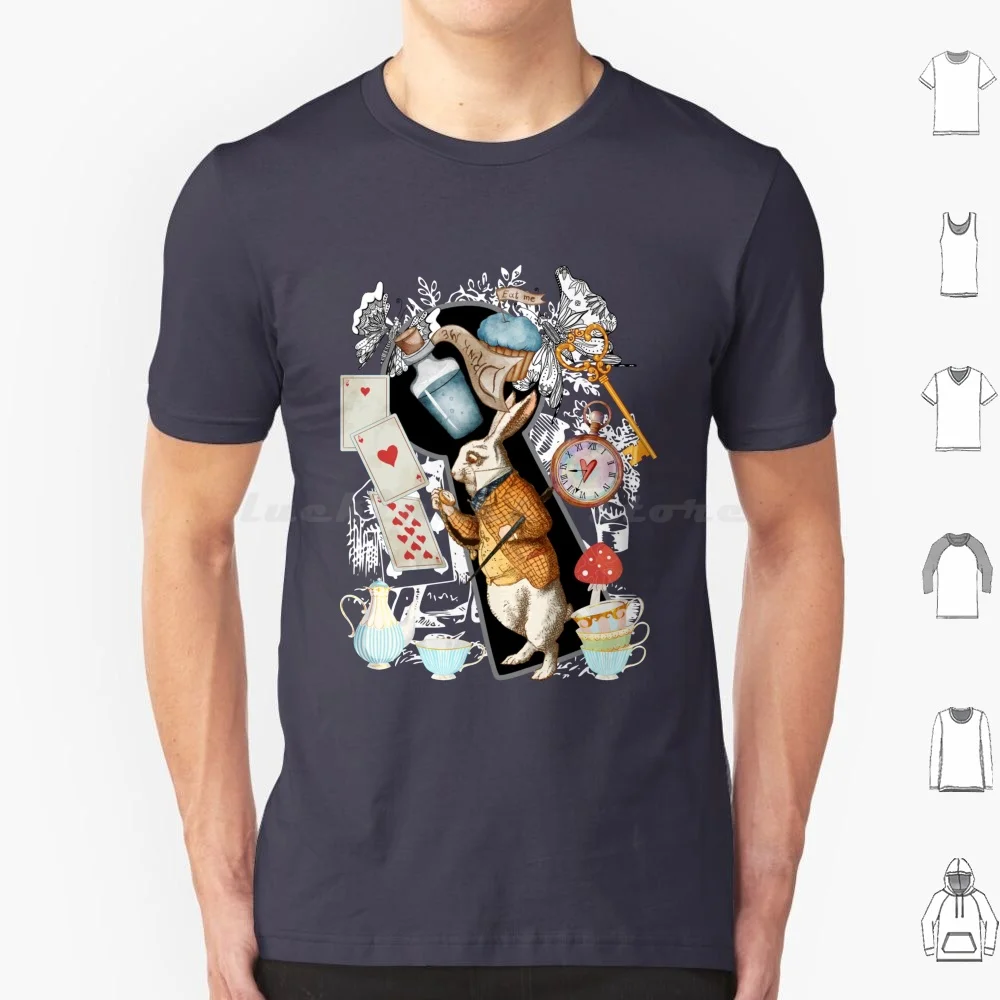 

Белый кролик, Алиса в футболке Хлопок Мужчины Женщины DIY Принт Алиса в чаепитии Чайная вечеринка Мартер Заяц Льюис Карролл Алисы