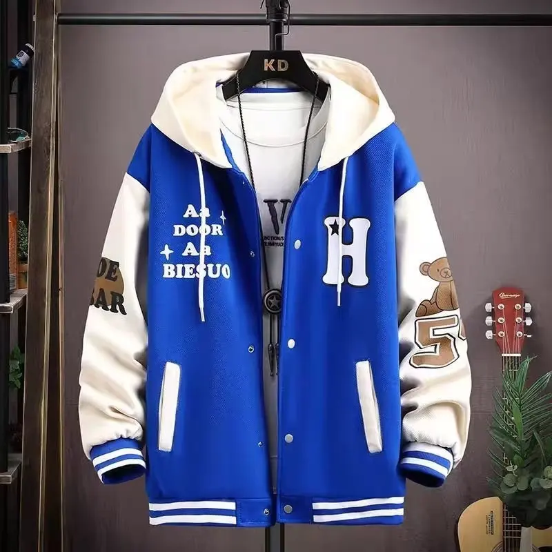 Giacche da uomo autunnali di alta qualità High Street Hip Hop uniformi da Baseball Street Coat moda coreana giacca ricamata allentata top