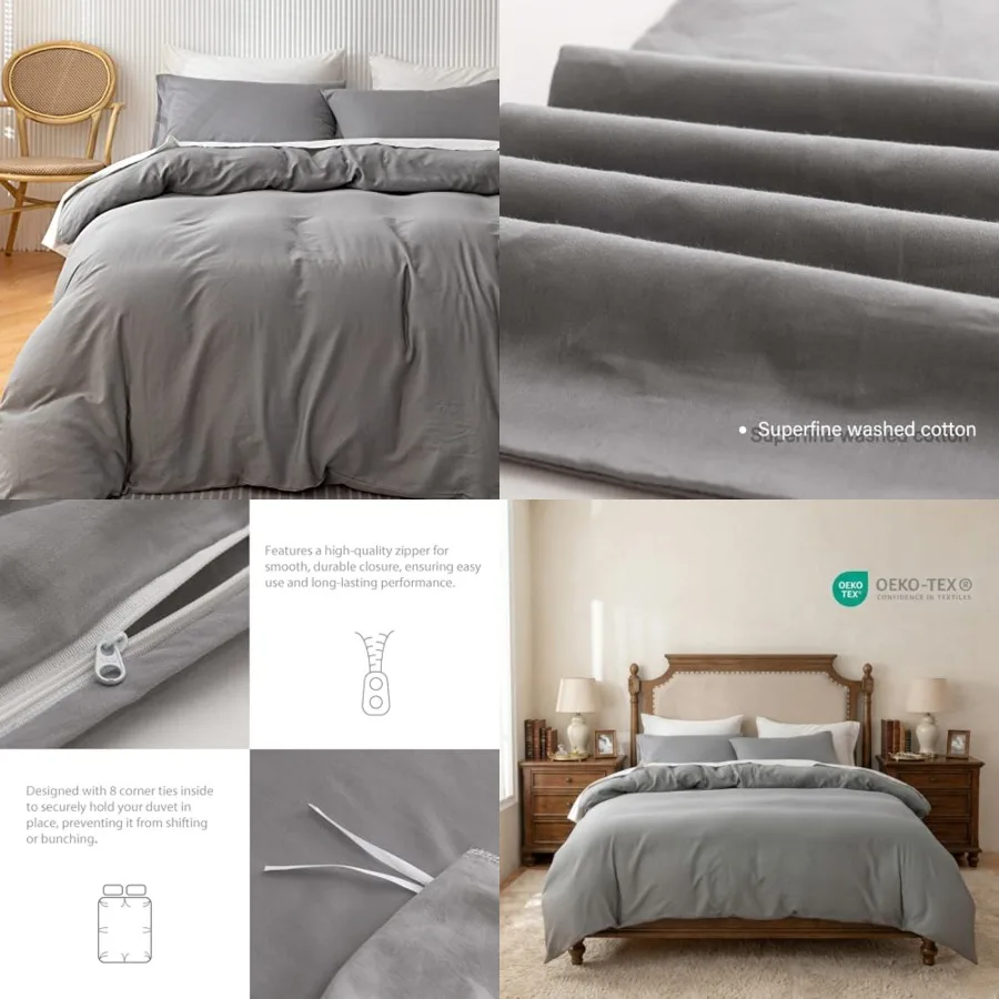 

Egyptian Cotton Duvet Cover Set, Ultra Soft and Breathable Comforter Cover with Zipper Closure, High Thread Count Long Staple C