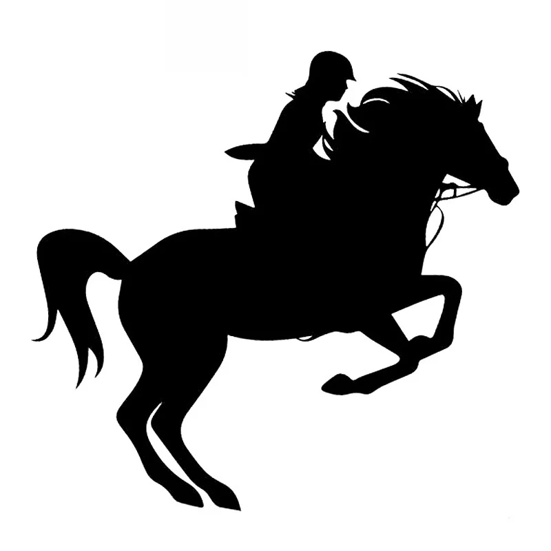 Auto Aufkleber Pferd Reiten Sport PVC Auto Form Dekoration Auto Dekoration Decals Kreative Wasserdicht Schwarz/weiß, 15cm * 14cm