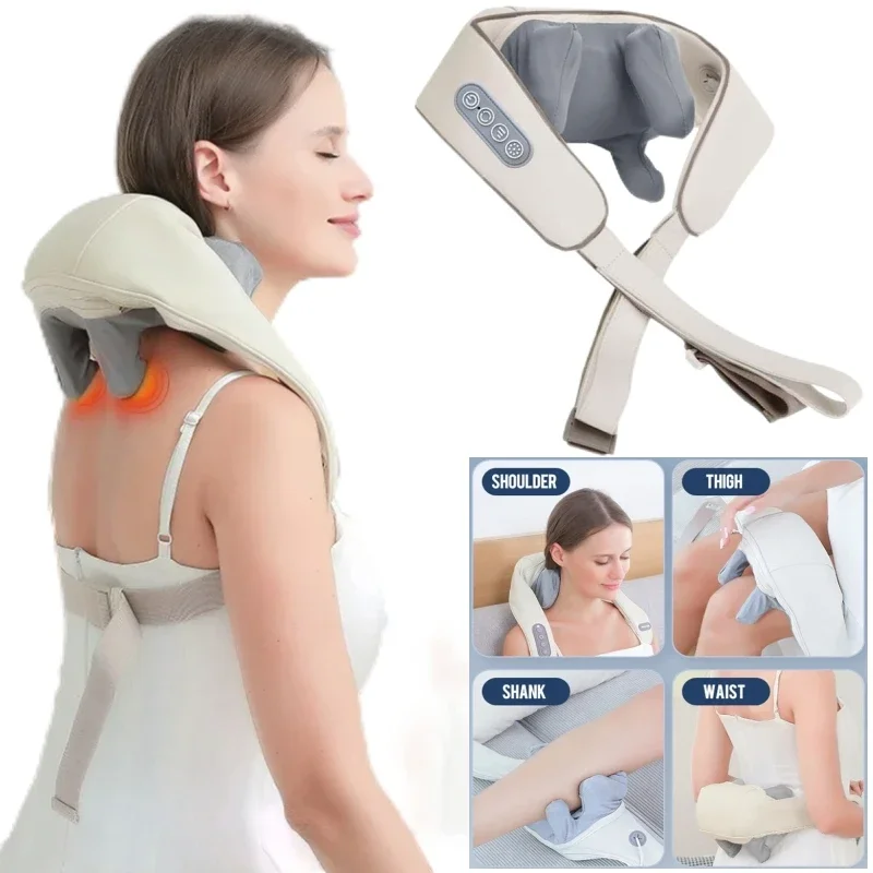 

Neck Massager with low Heat Back Shoulder Massager Area Coverage Bionic kneading Wireless Massage