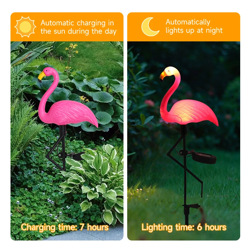 Solar Flamingo lampa LED na zewnątrz na dziedzińcu światło ogrodowe wodoodporna palik świetlna ścieżka dekoracyjna słoneczna latarnia naziemna na