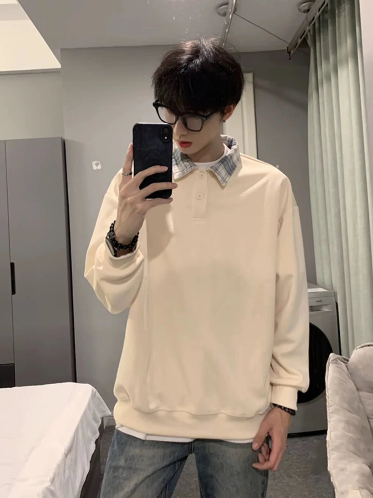 

Мужская толстовка с длинным рукавом и воротником, плотная и жесткая, осенняя модная брендовая толстовка в американском стиле, утепленная