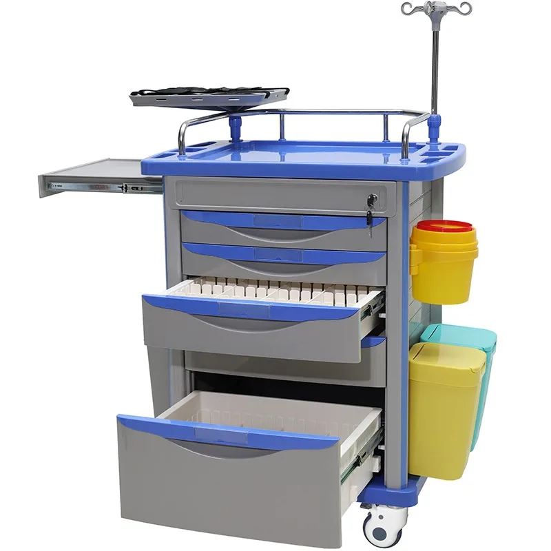 

Medical Cart Emergency ABS Plastic Treatment Trolley for Hospital or Clinic