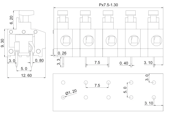 KF235 7.5MM PCB SPRING TERMINAL BLOCKS  7.5MM 2PIN ~ 12PIN SCREWLESS CONNECTOR PHOENIX CONTACT EDGSON KEFA DG235